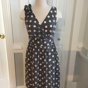 Wrapped Front Brown Dress and White dots Size 6